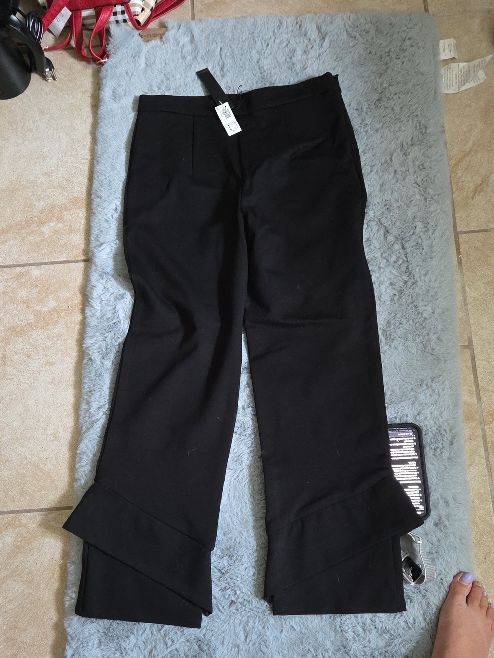 Black Ruffle Hem Dress Pants
